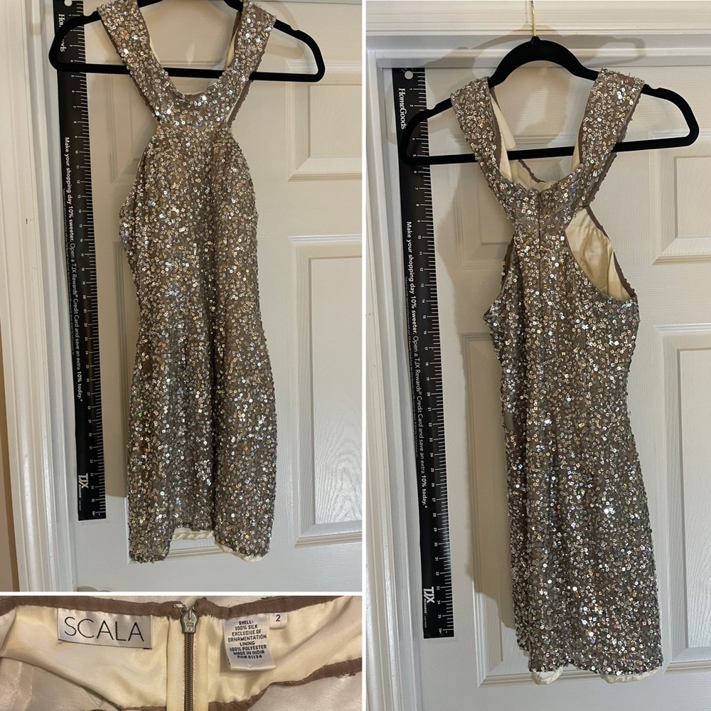 Scala Glittering Silver Sequin Dress